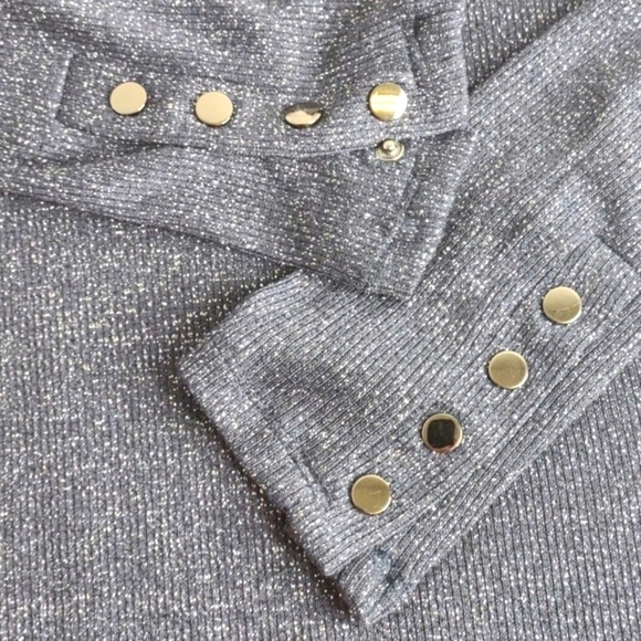 Violets & Roses blue sparkly mock neck long sleeve blouse, size PS, NWT - Picture 5 of 9